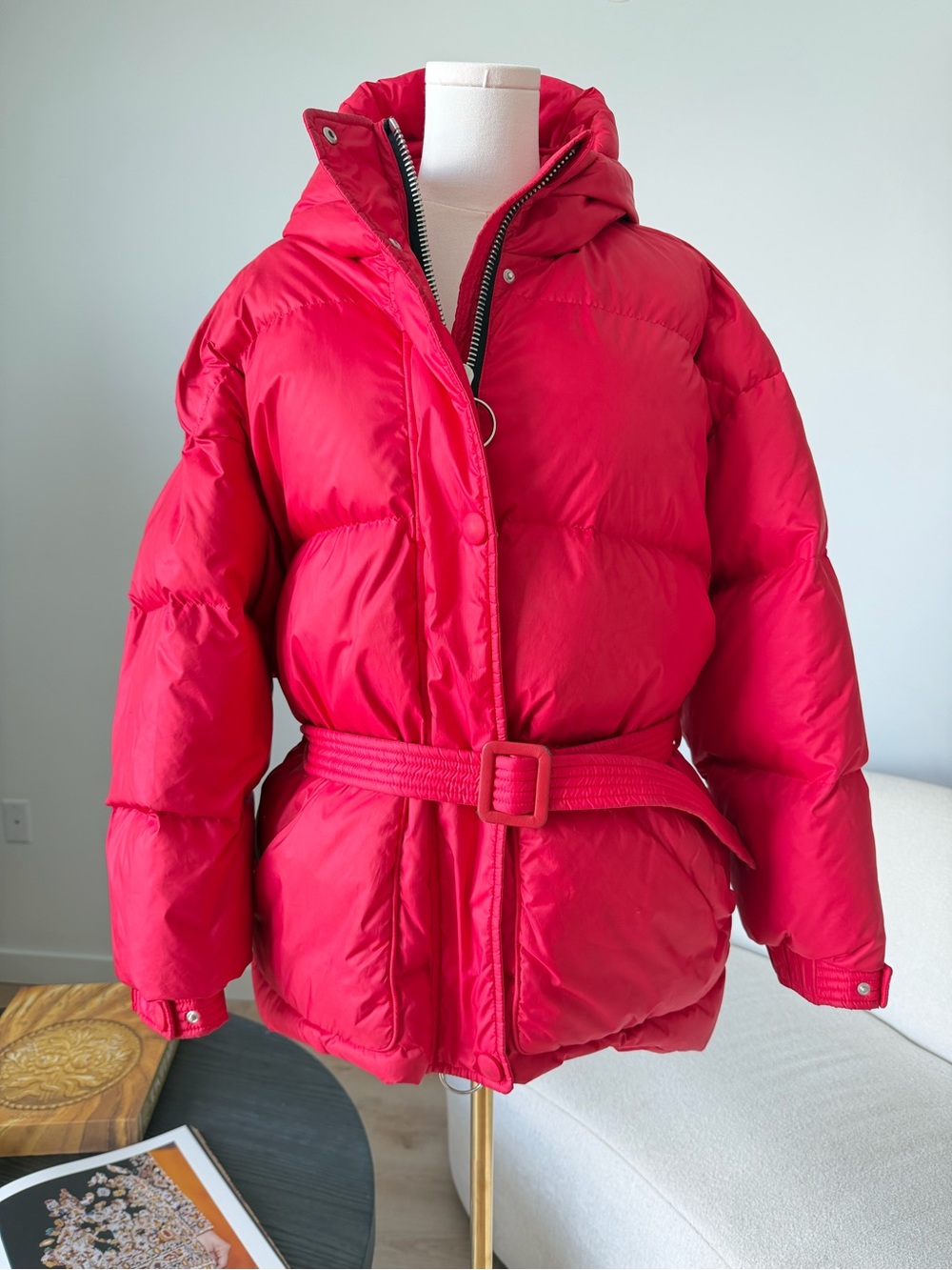 Ienki Ienki Michlin Belted Hooded Down Puffer Jacket Ennio Red Size M $1,695